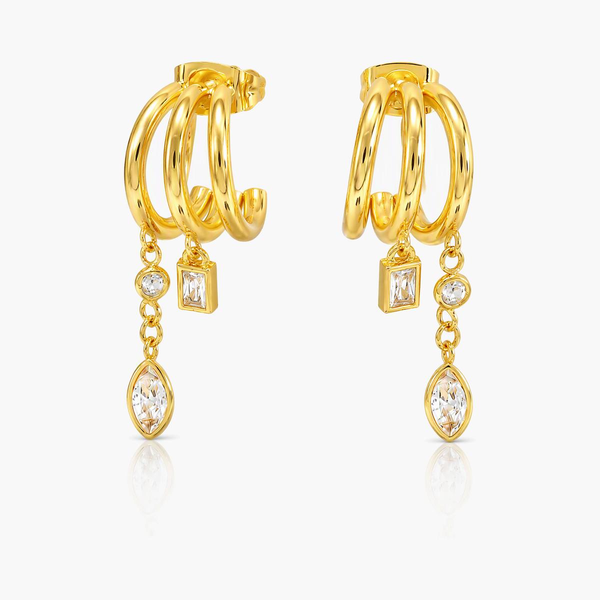 Dainty Triple Hoop Drop Earrings