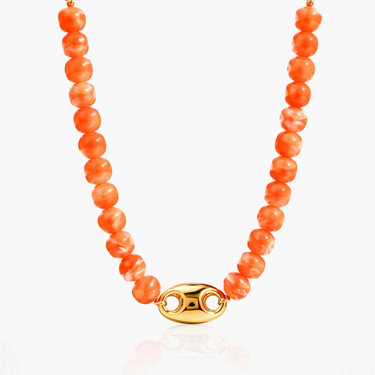 Trendy Oval Link Beaded Necklace