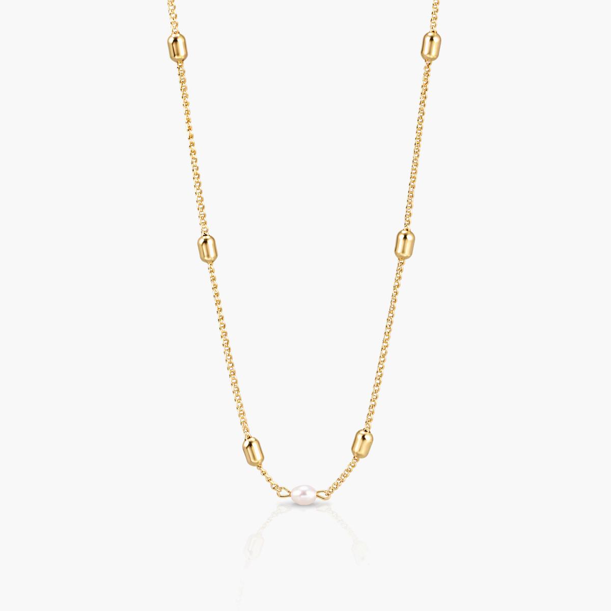 Dainty Beaded Chain Pearl Necklace