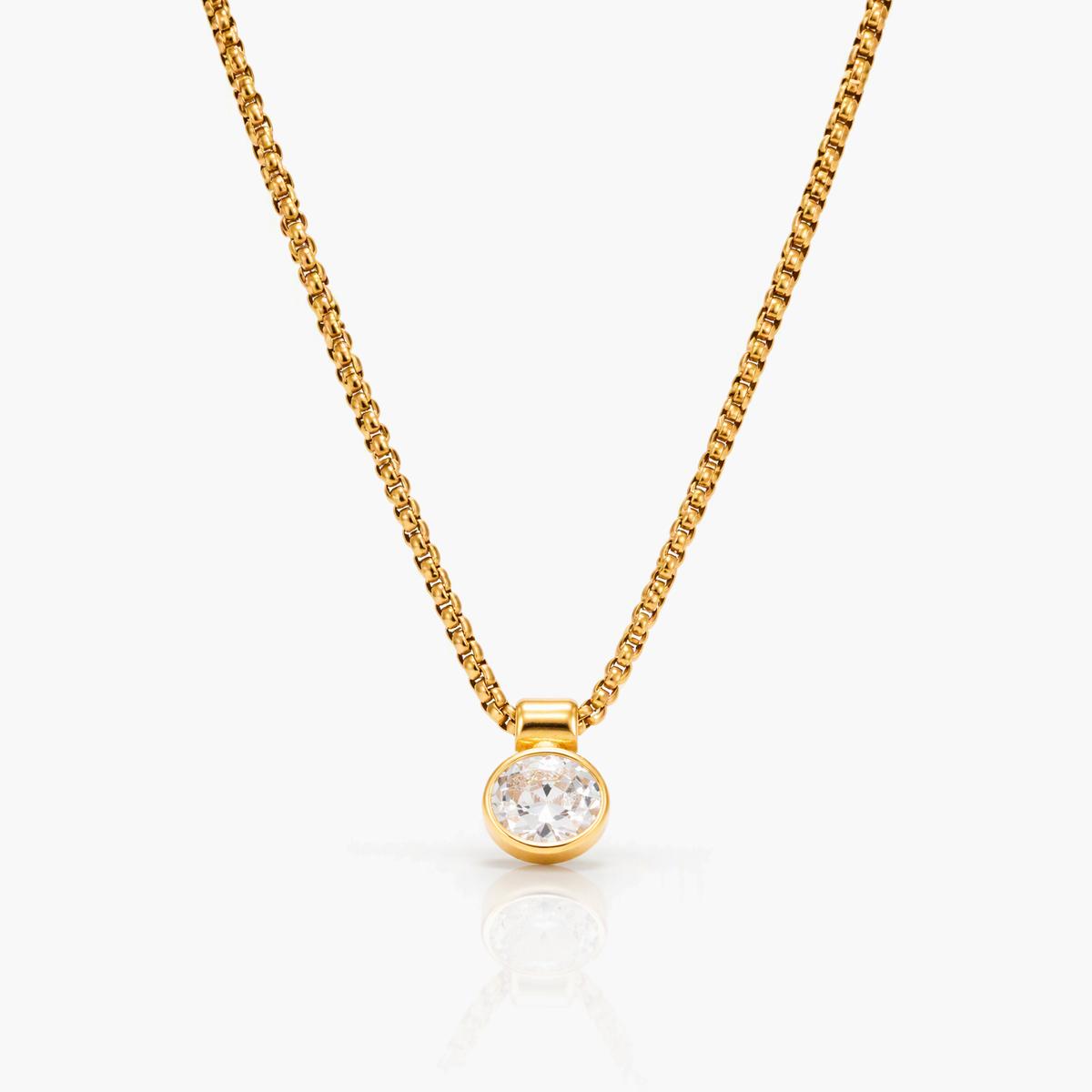 Minimalist Oval Stone Pendant Necklace