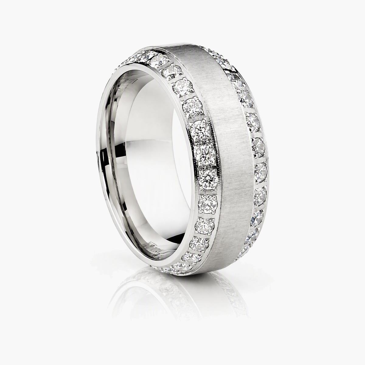 Brushed Band Paved Stone Ring
