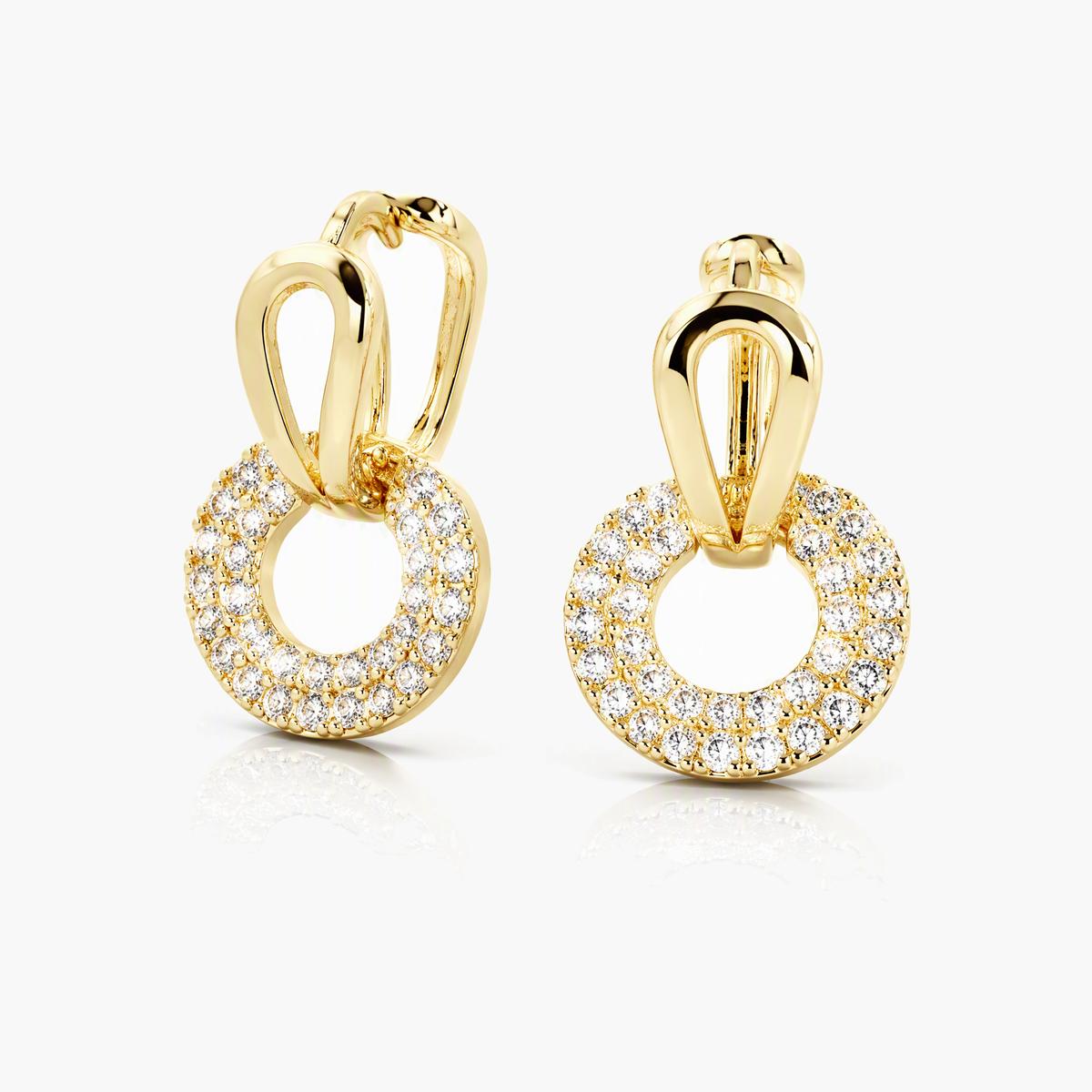 Elegant Paved Circle Drop Earrings