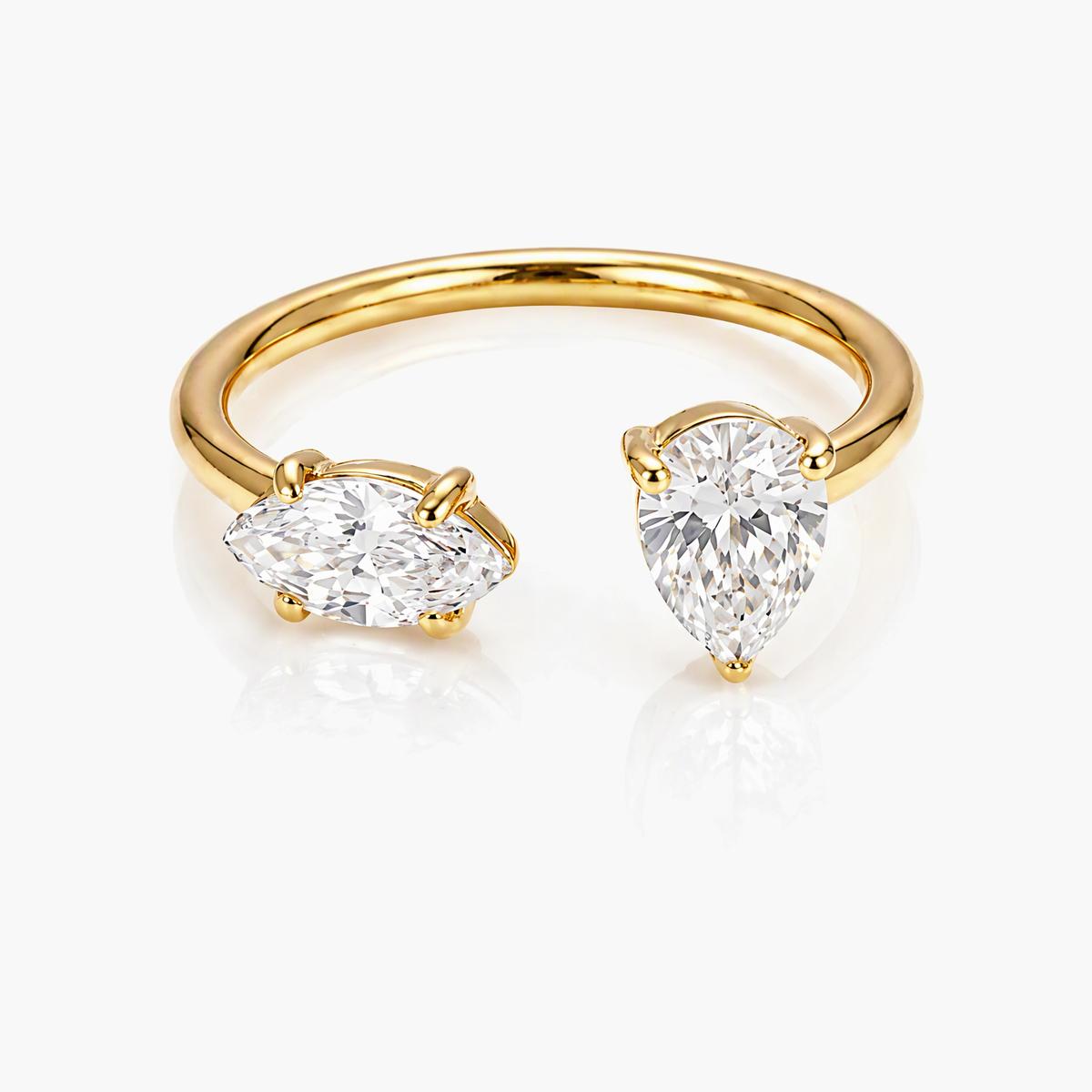 Dainty Teardrop Stone Open Ring