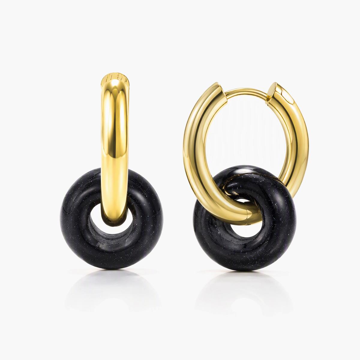 Trendy Stone Bead Hoop Earrings