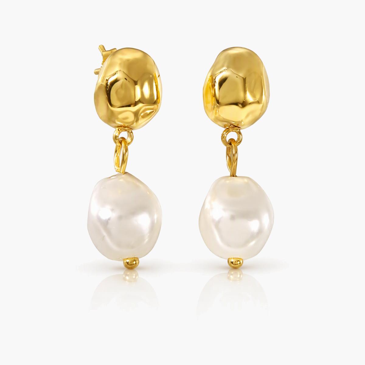 Dainty Irregular Pearl Drop Earrings