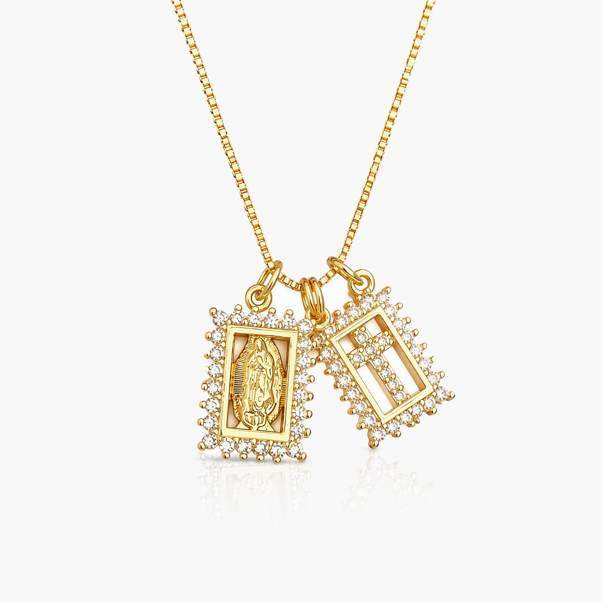 Trendy Rectangle Saint Medal Necklace