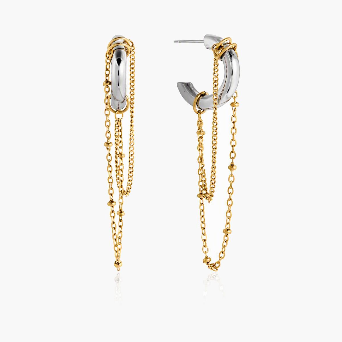 Dainty Chain Dangle Hoop Earrings
