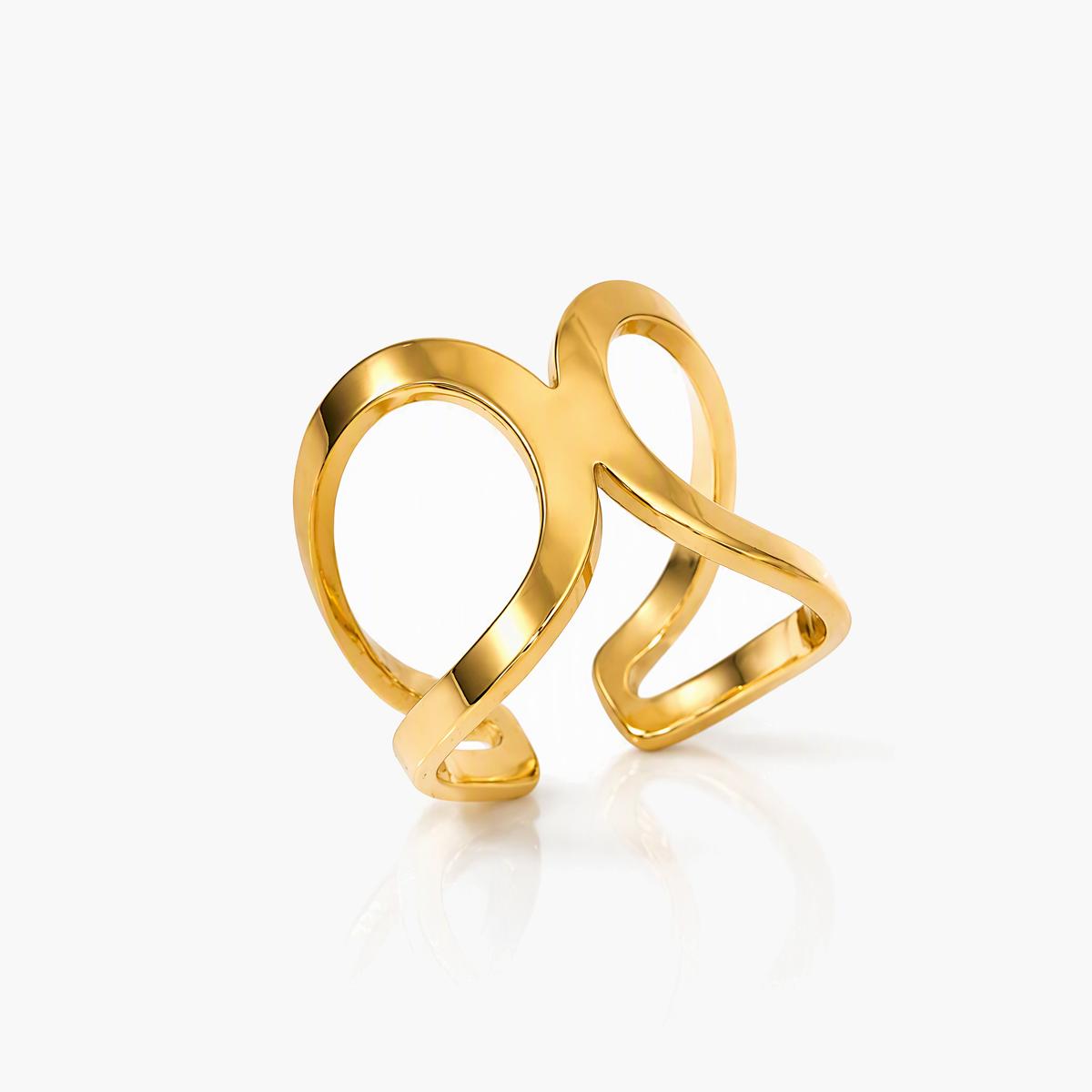 Dainty Heart and Bow Open Ring