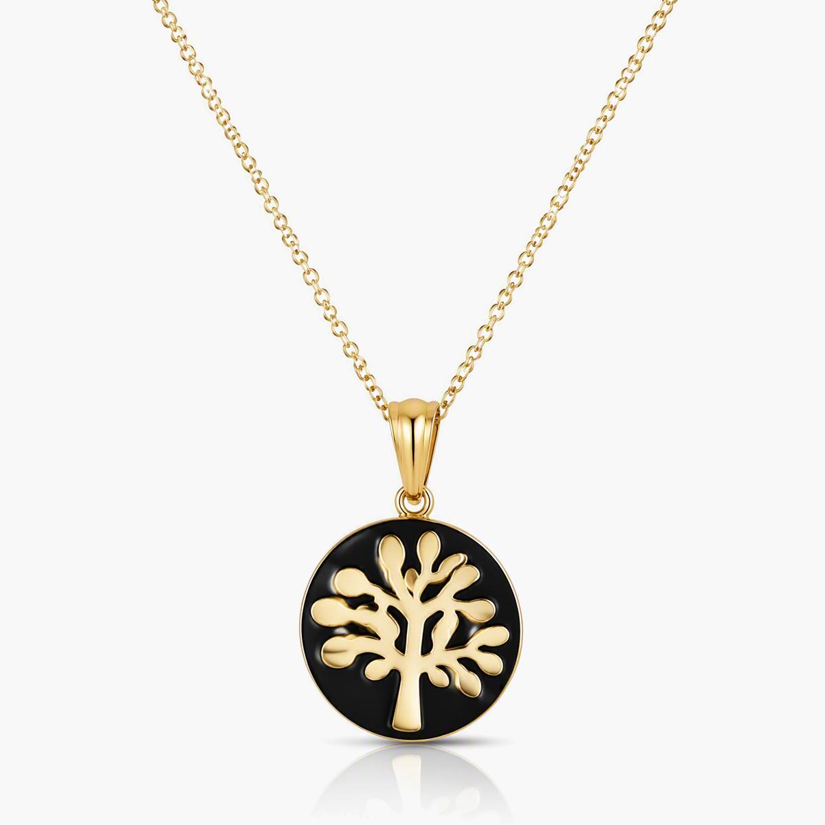 Tree Branch Disc Pendant Necklace