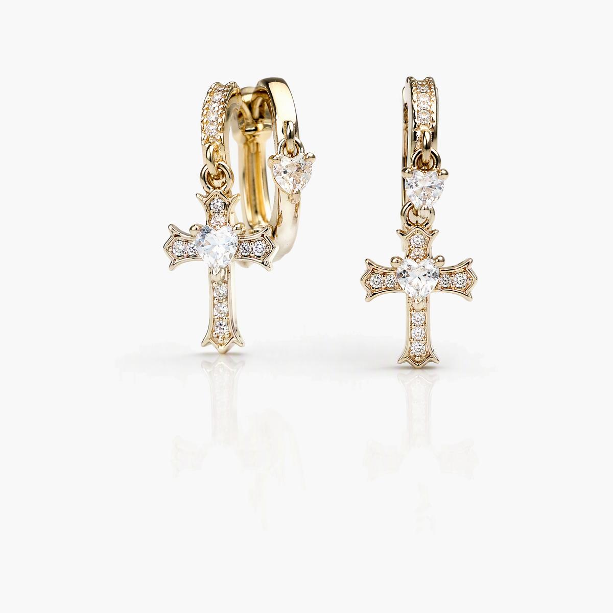 Dainty Cross And Flower Earrings