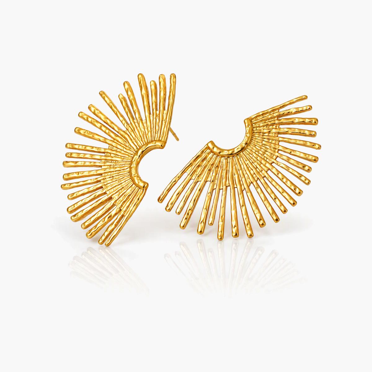 Flower And Fan Shape Earrings