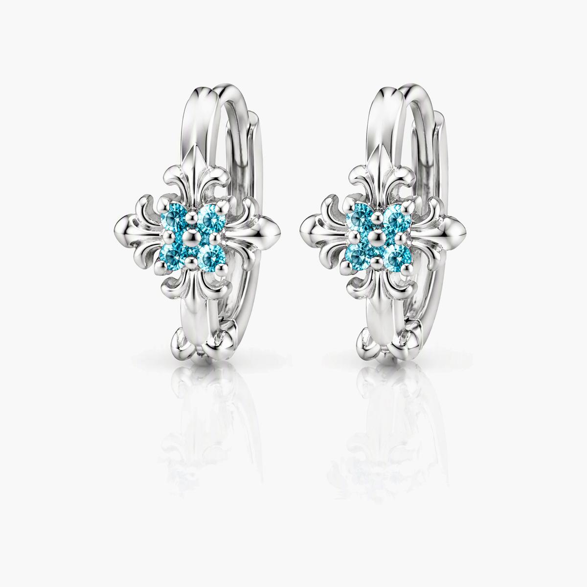 Dainty Cross Flower Huggie Earrings
