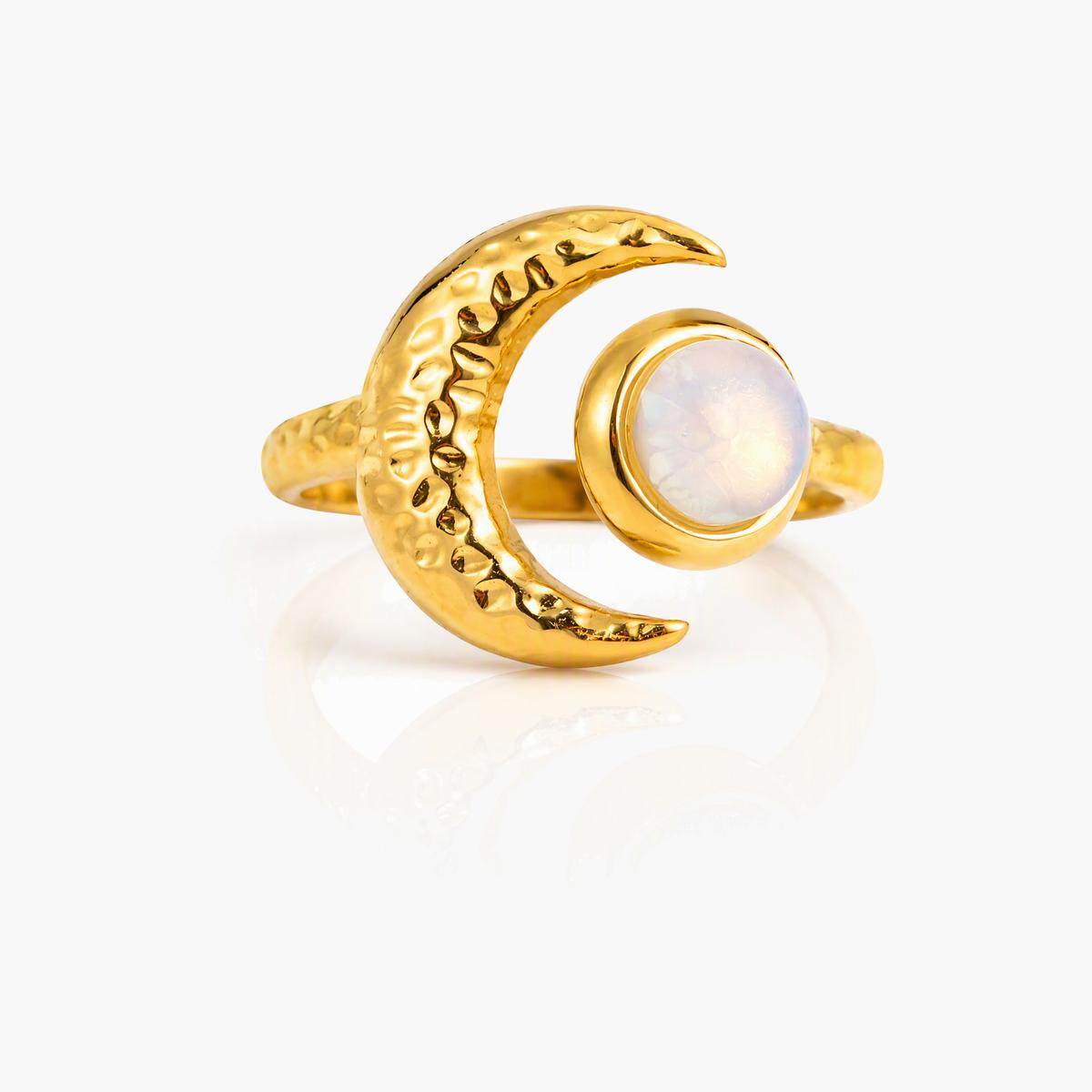 Crescent Moon Opal Ring