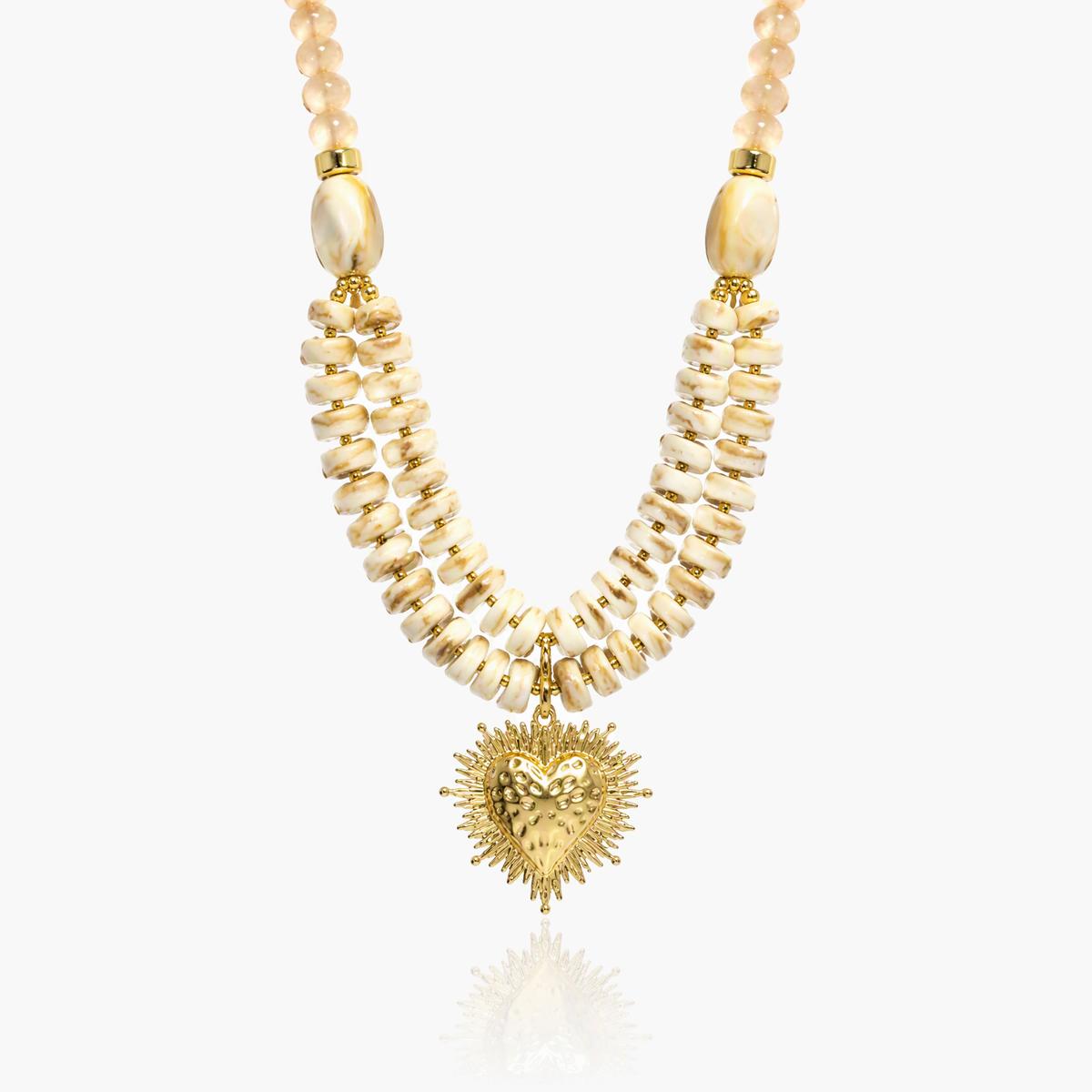 Boho Sacred Heart Beaded Necklace