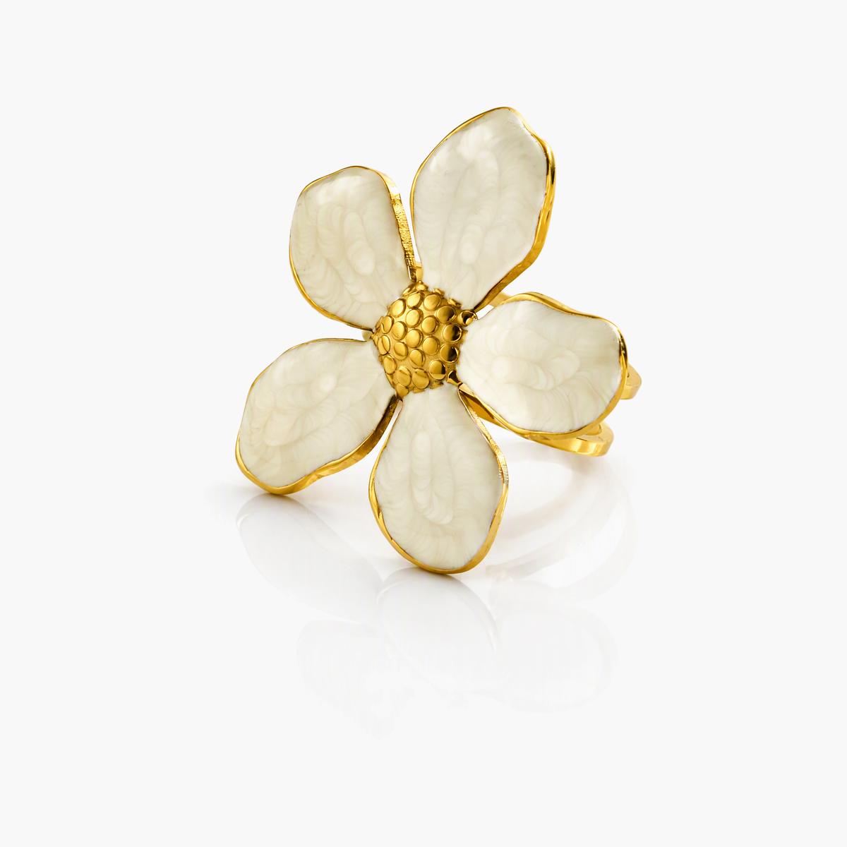Flower and Heart Open Cuff Ring