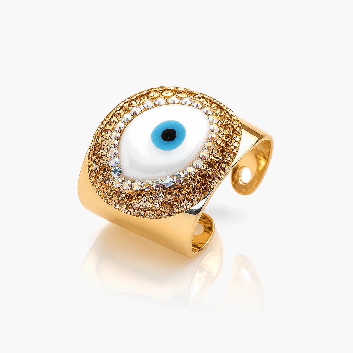 Evil Eye Open Cuff Ring