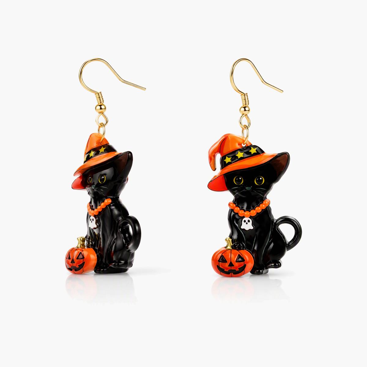 Cute Witch Cat Drop Earrings