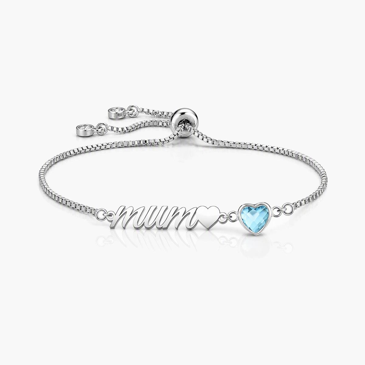 Dainty Mum Script Heart Bracelet
