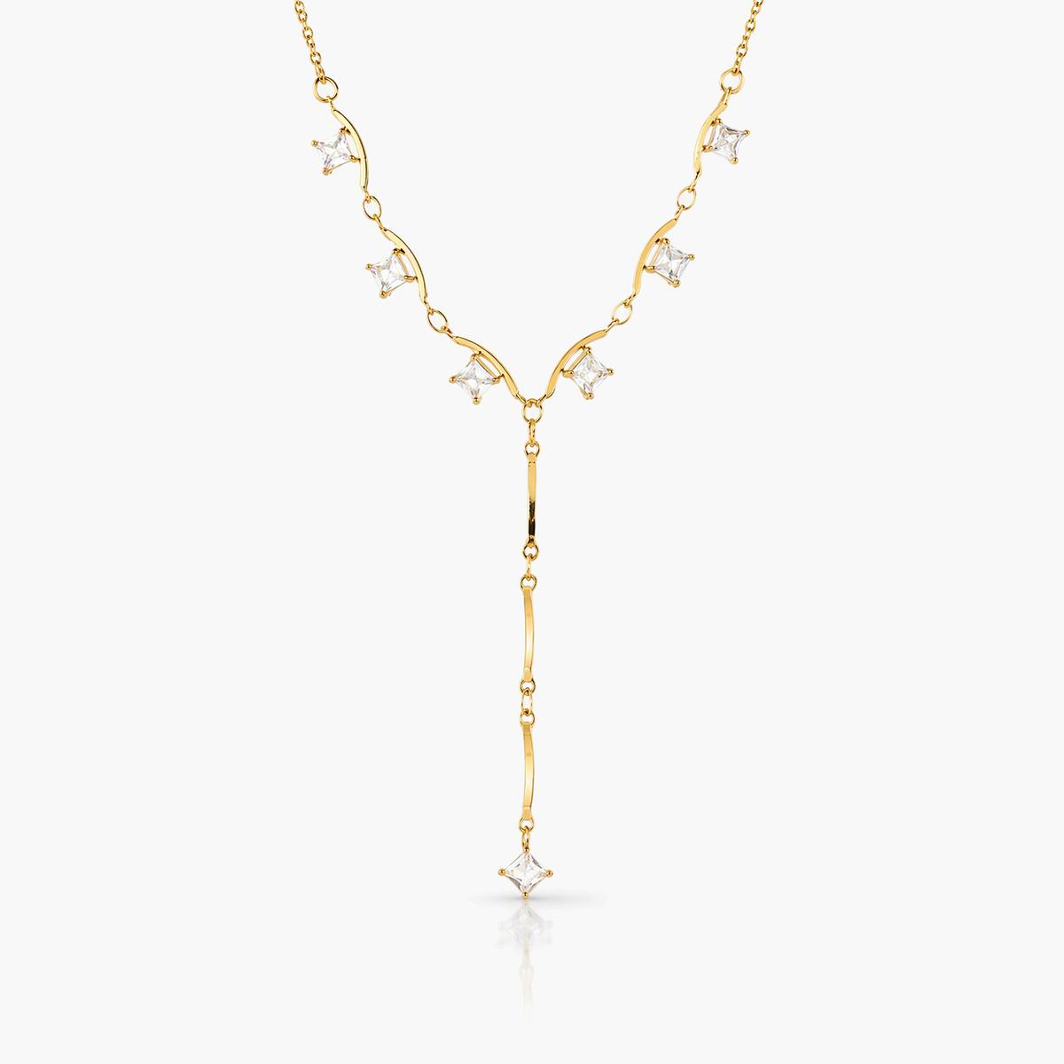 Dainty Square Stone Y-Necklace
