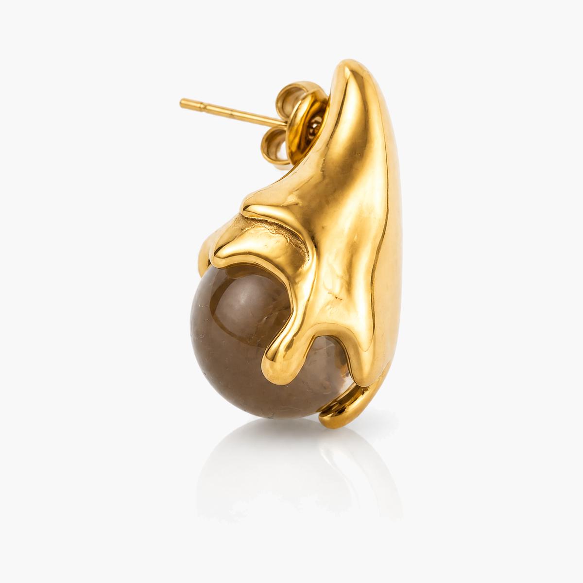 Dripping Metal Sphere Stud Earrings