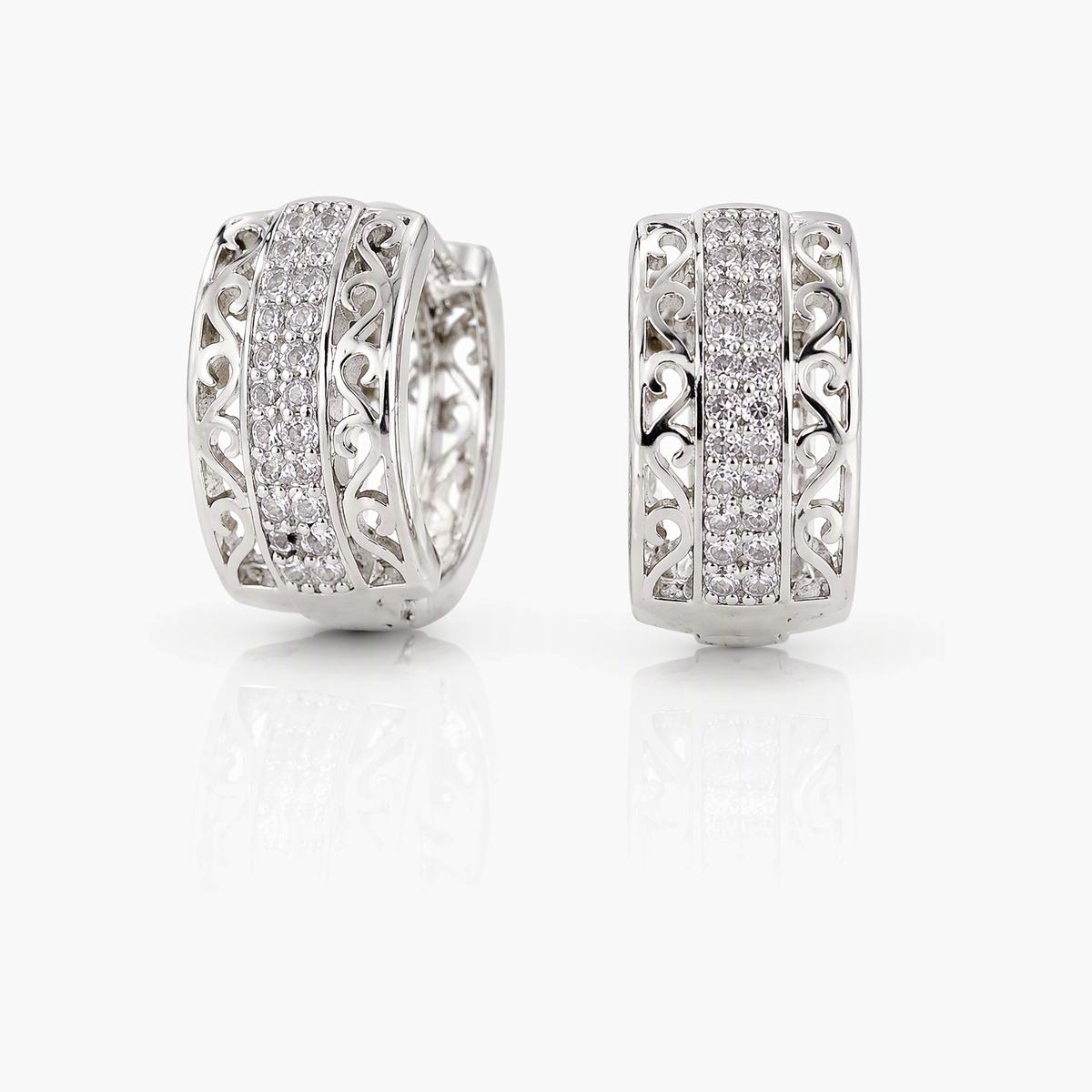 Paved Heart Hoop Earrings