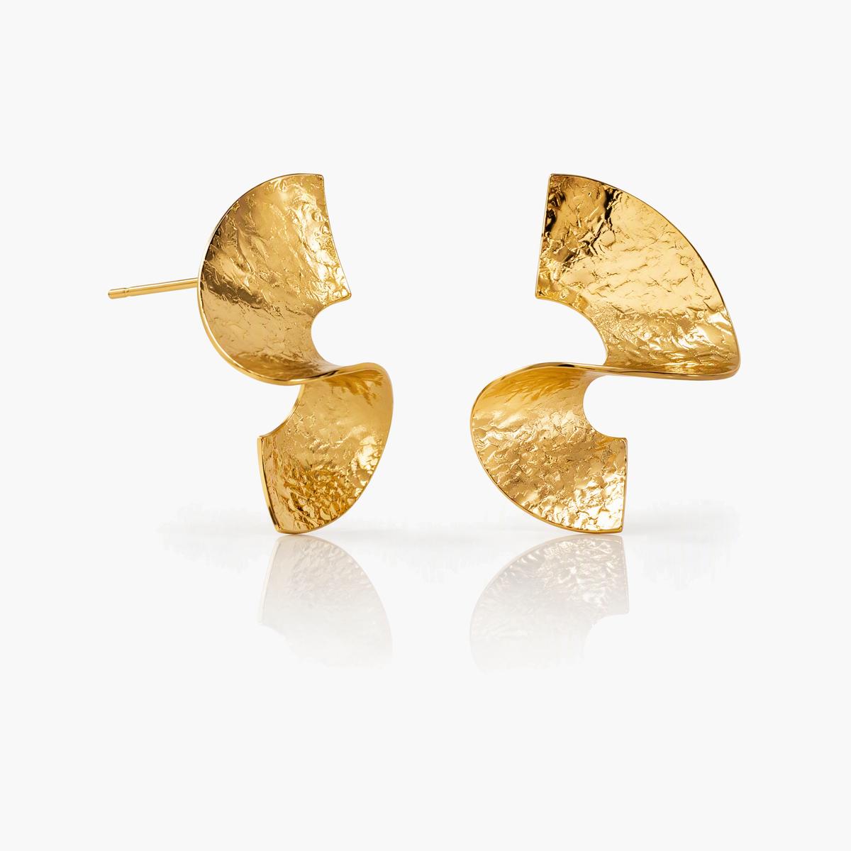 Chunky Hammered C-Shape Earrings