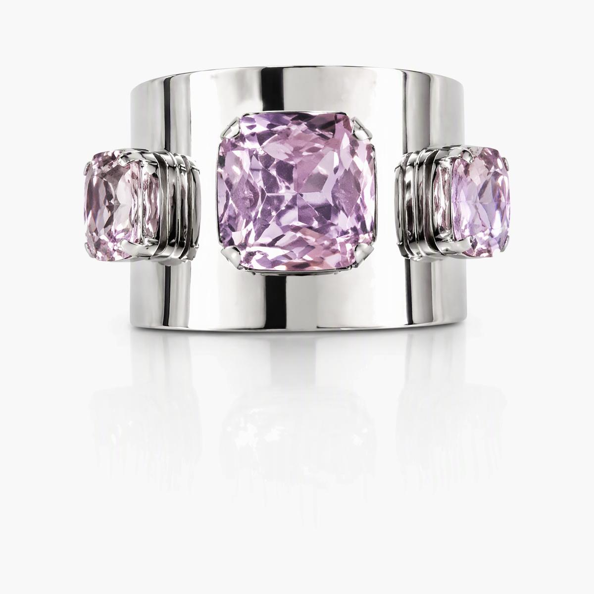 Chunky Three-Stone Open Cuff Bracelet