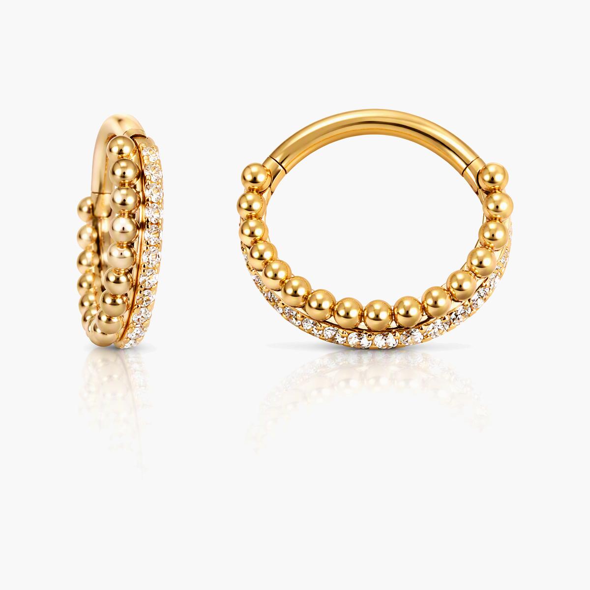 Dainty Double-Layer Bead Huggie Earrings