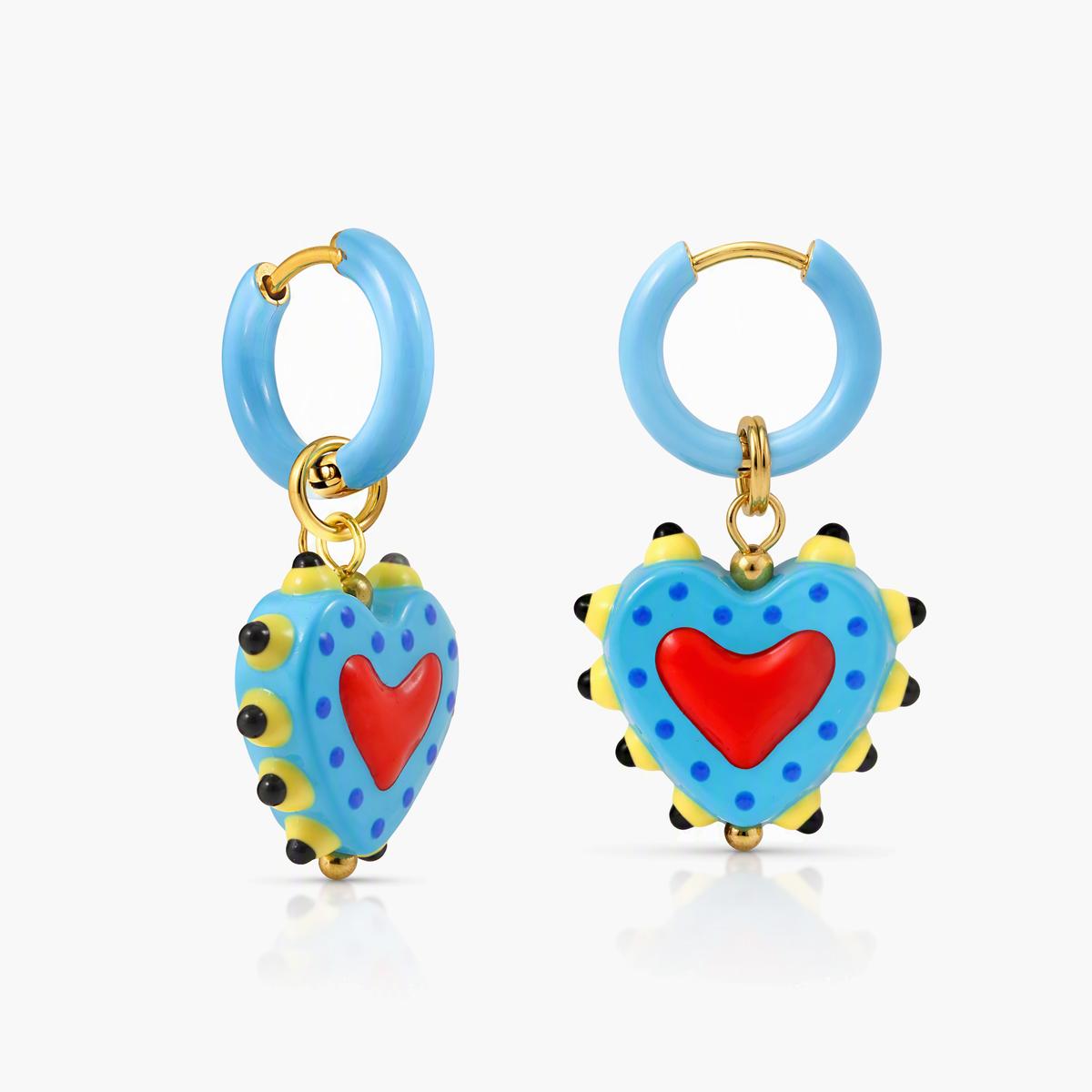 Cute Heart Charm Huggie Earrings