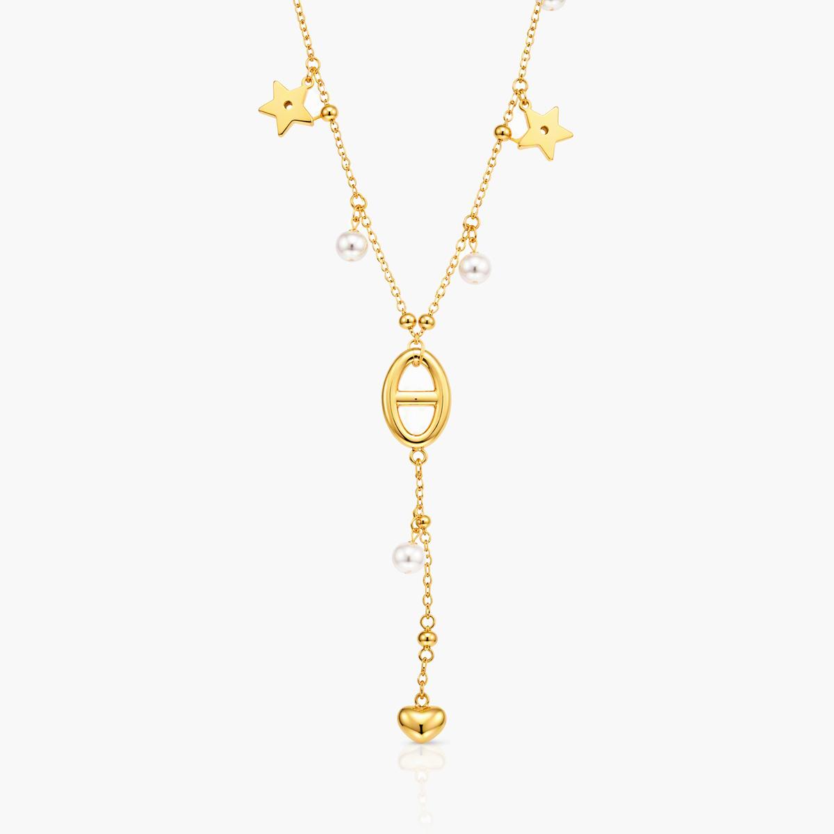 Dainty Star & Pearl Y-Necklace
