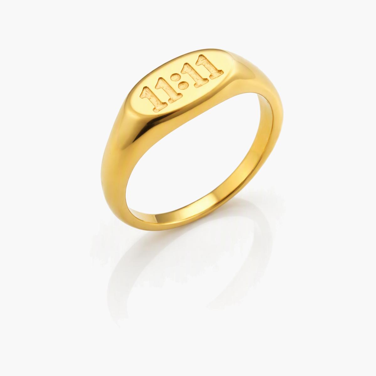 Minimalist 11:11 Engraved Signet Ring