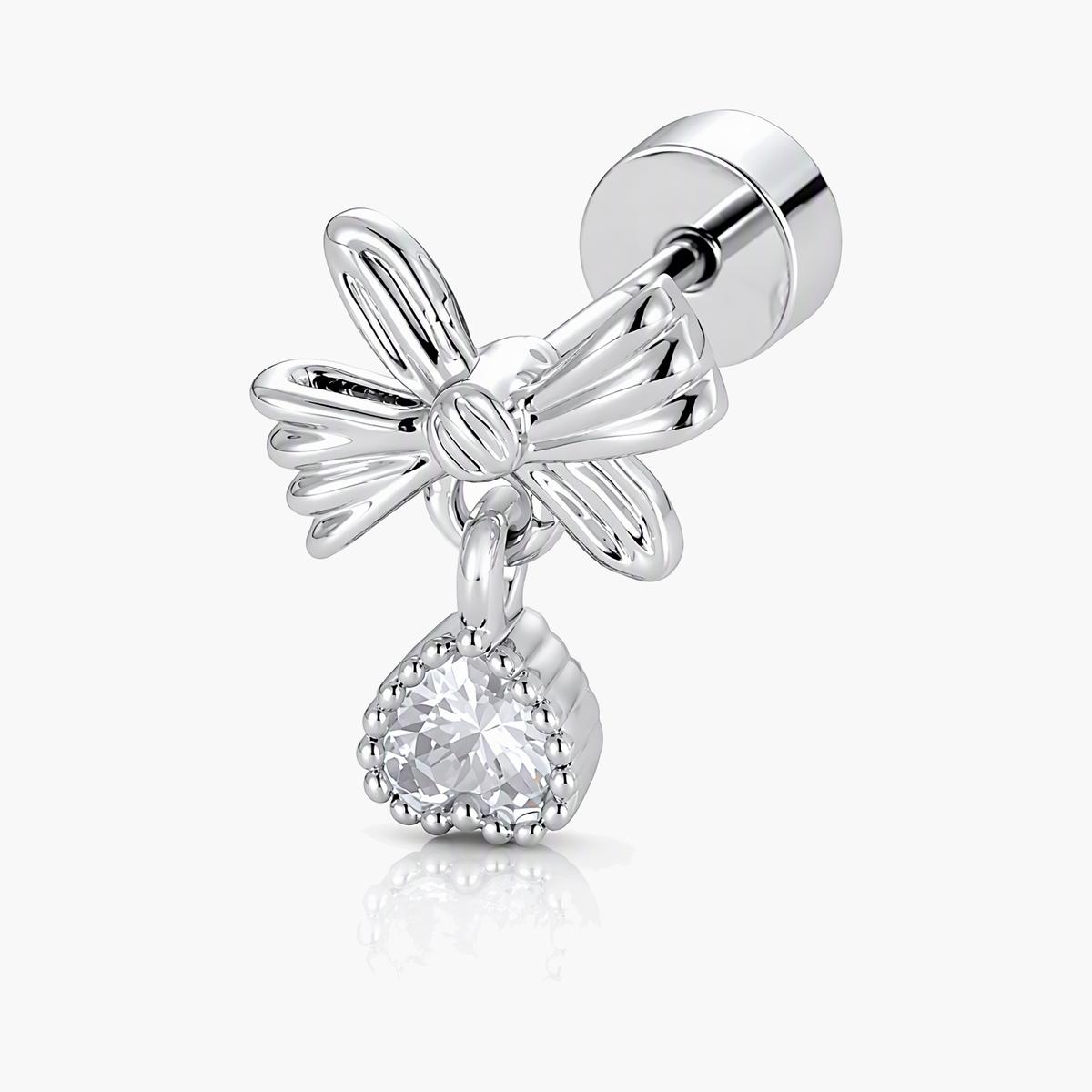 Cute Bow Knot Heart Stud Earrings