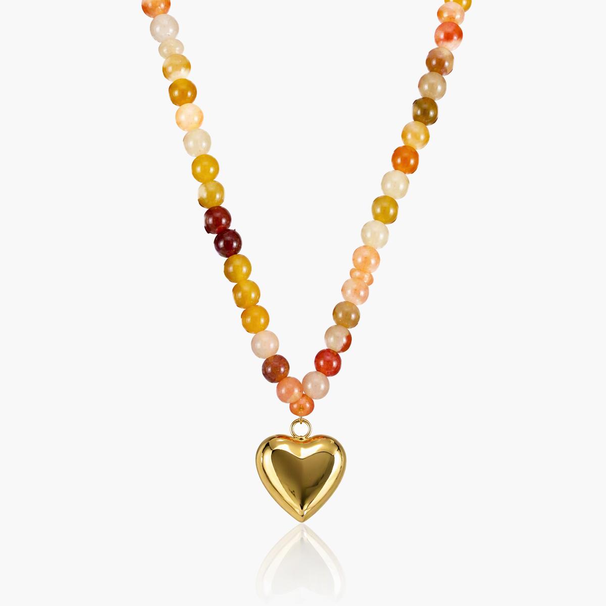 Beaded Heart Charm Necklace