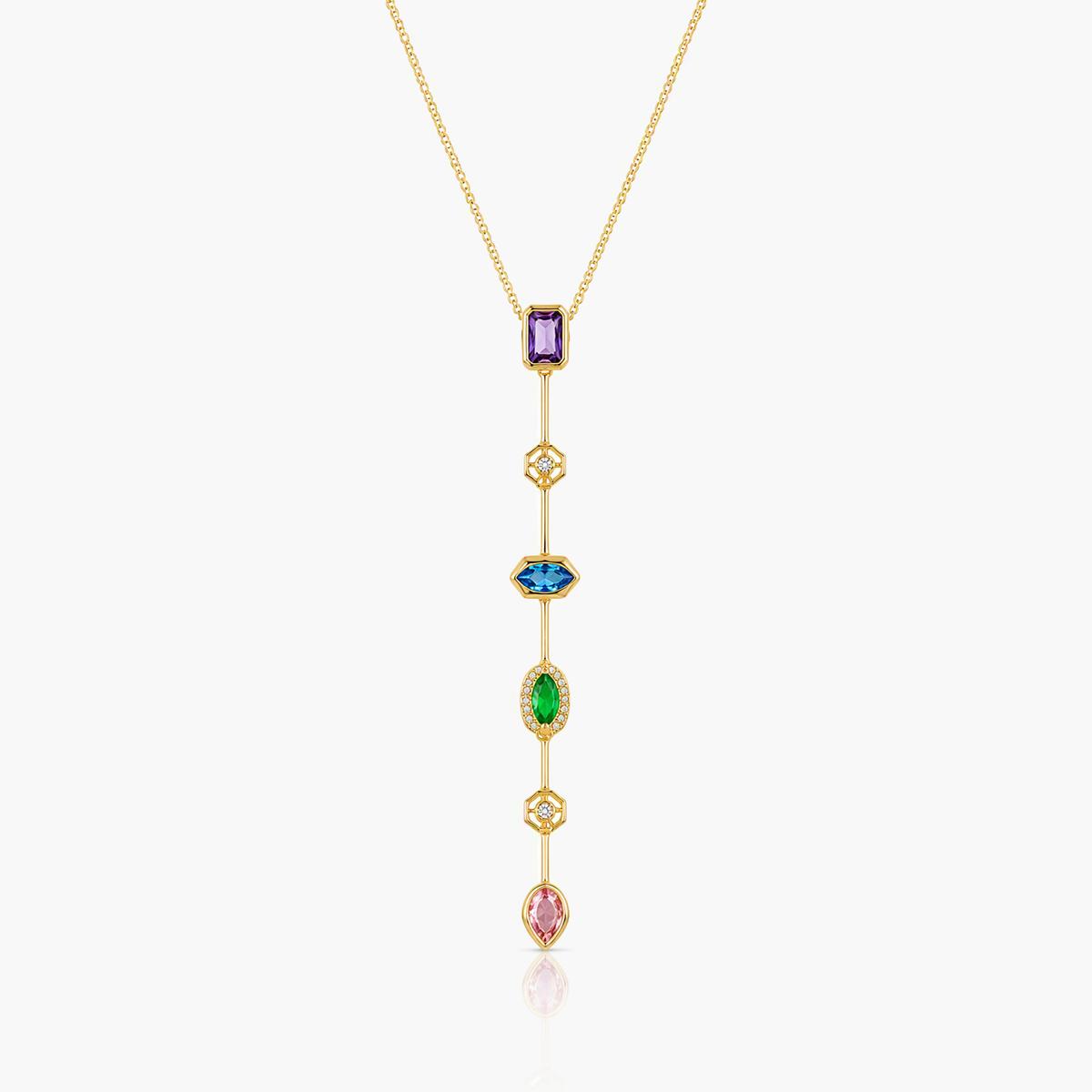 Elegant Multi-Gem Station Necklace