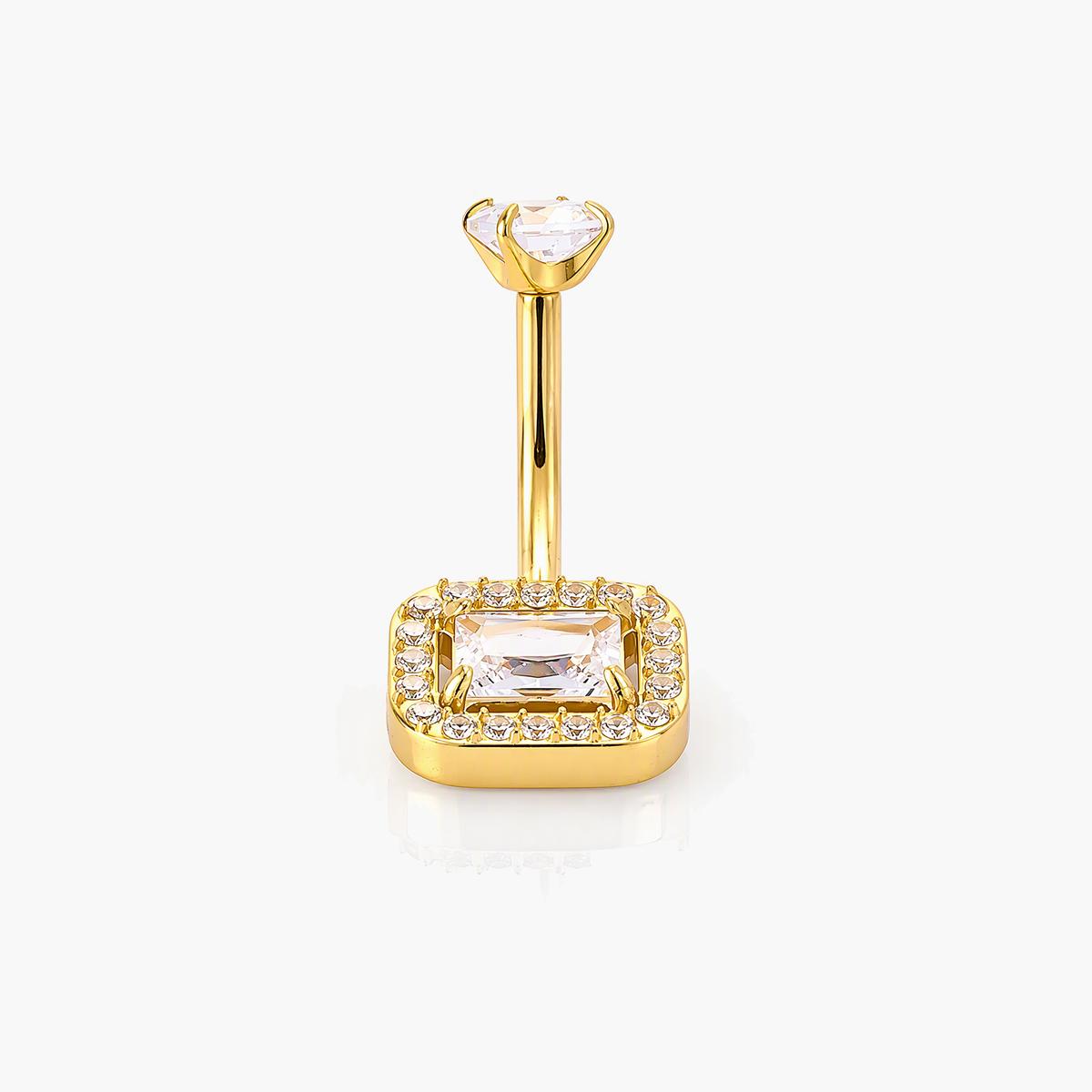 Dainty Square Halo Belly Ring