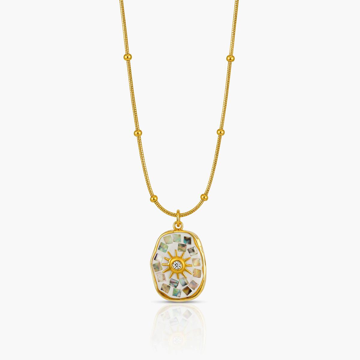 Sun Mosaic Pendant Necklace