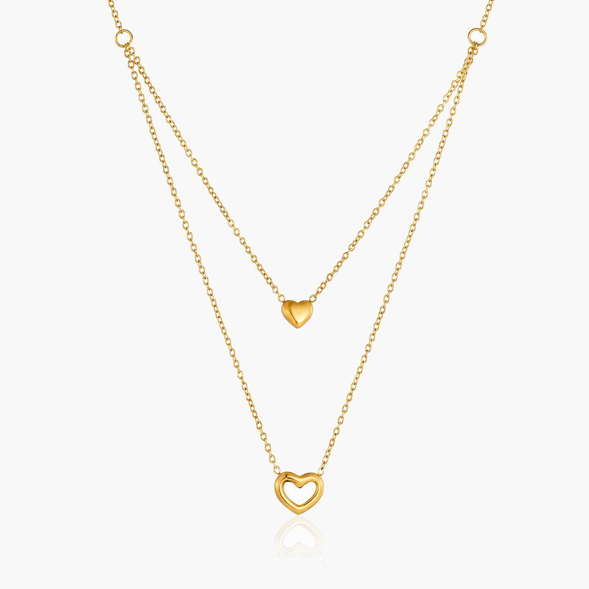 Dainty Double Heart Pendant Necklace