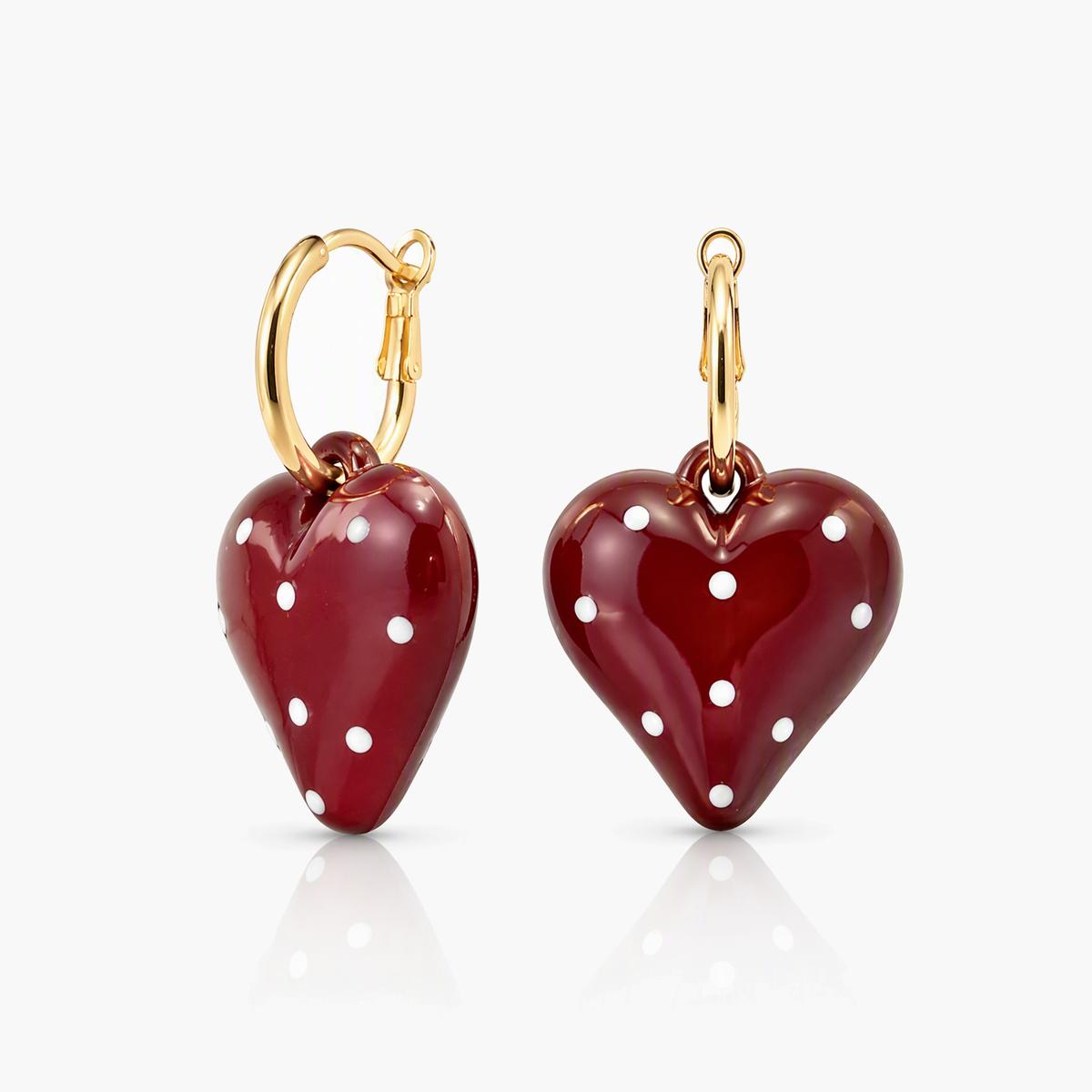 Cute Polka Dot Heart Hoop Earrings