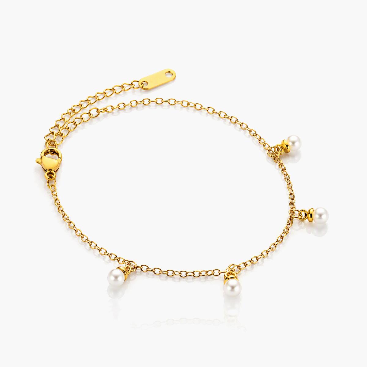 Dainty Pearl Drop Chain Bracelet