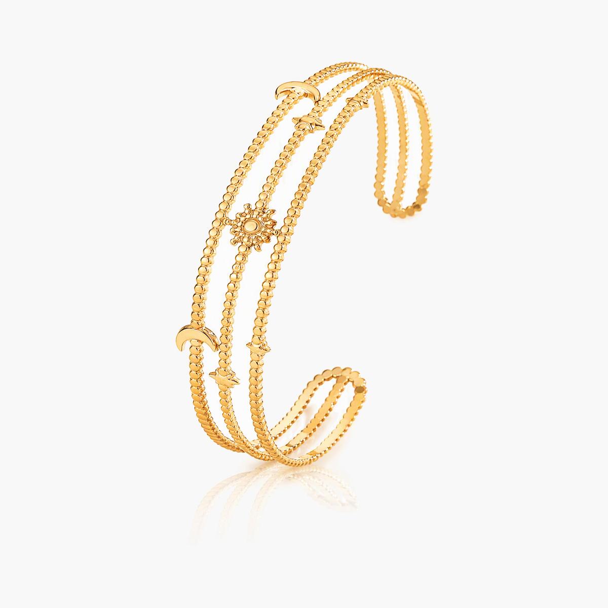 Dainty Moon Star Sun Open Cuff Bracelet