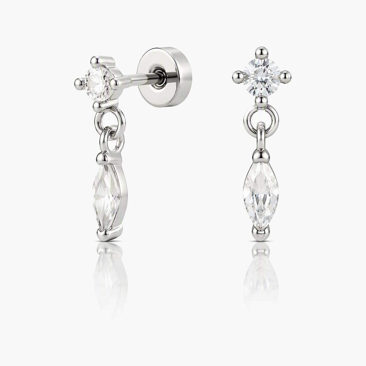 Dainty Marquise Drop Stud Earrings
