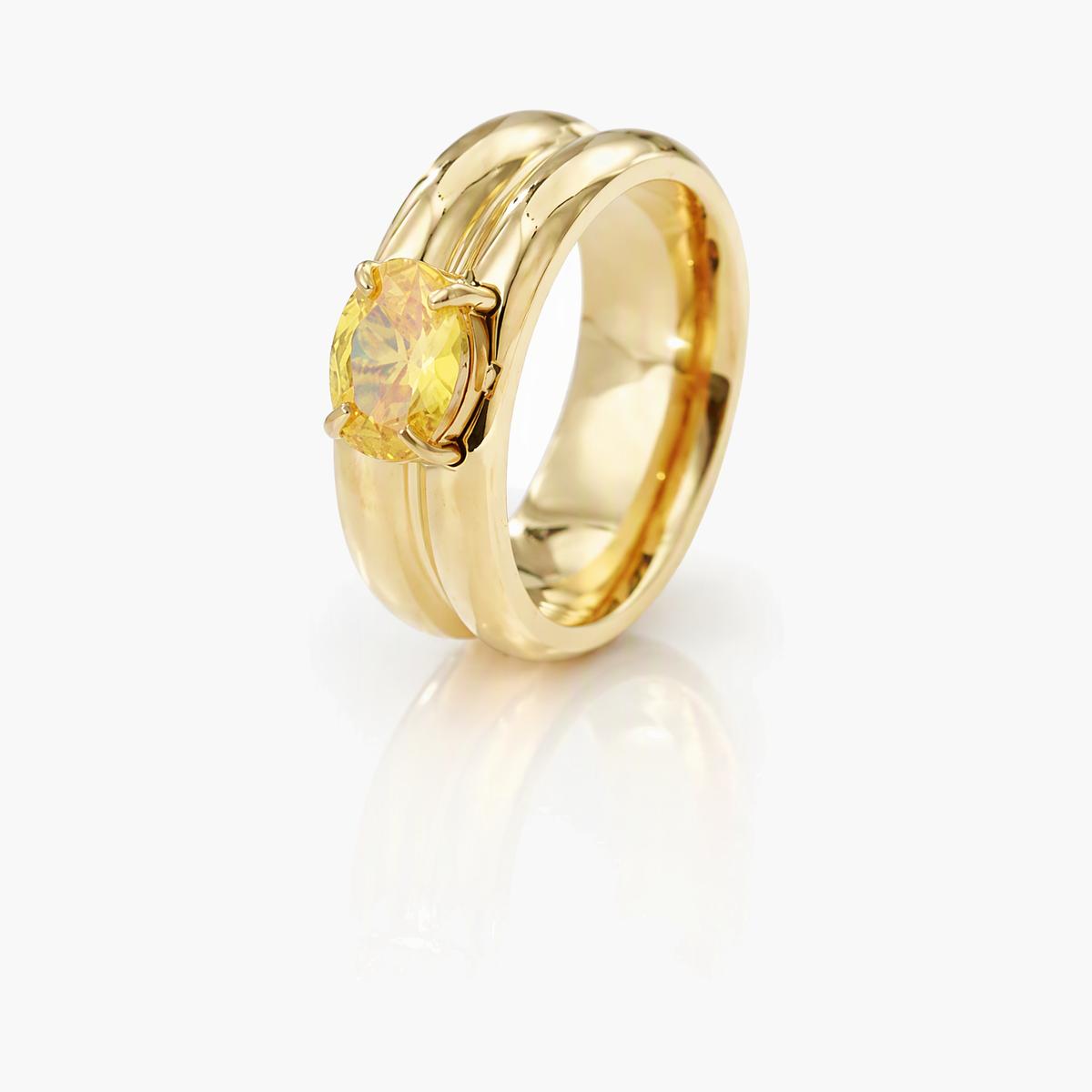 Elegant Double Band Oval Stone Ring