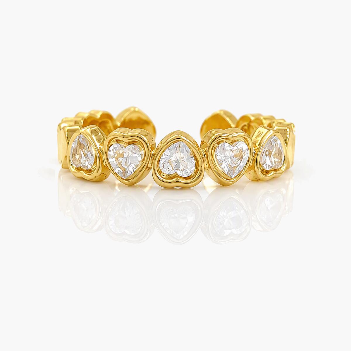 Cute Heart Open Cuff Ring