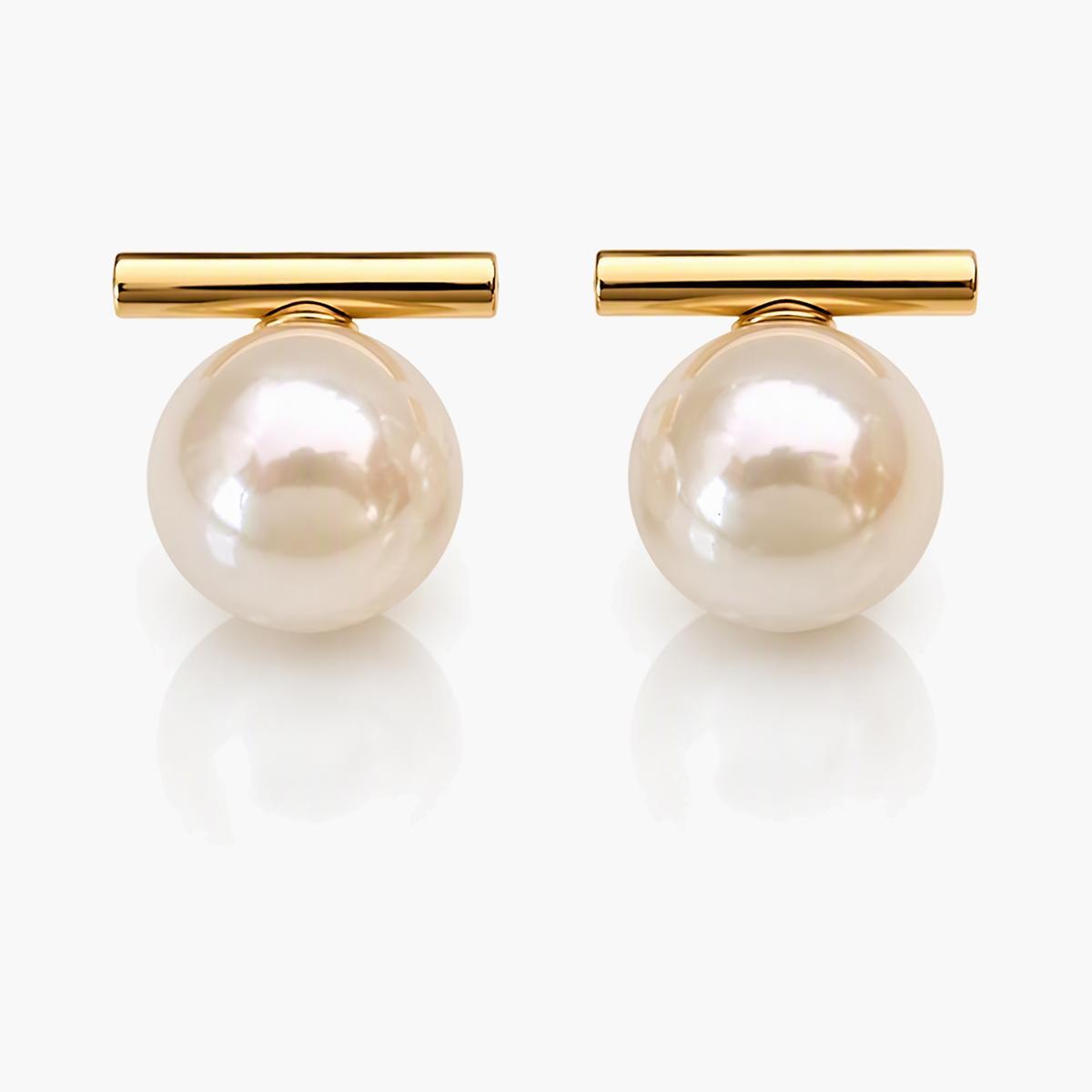 Minimalist Bar Pearl Stud Earrings