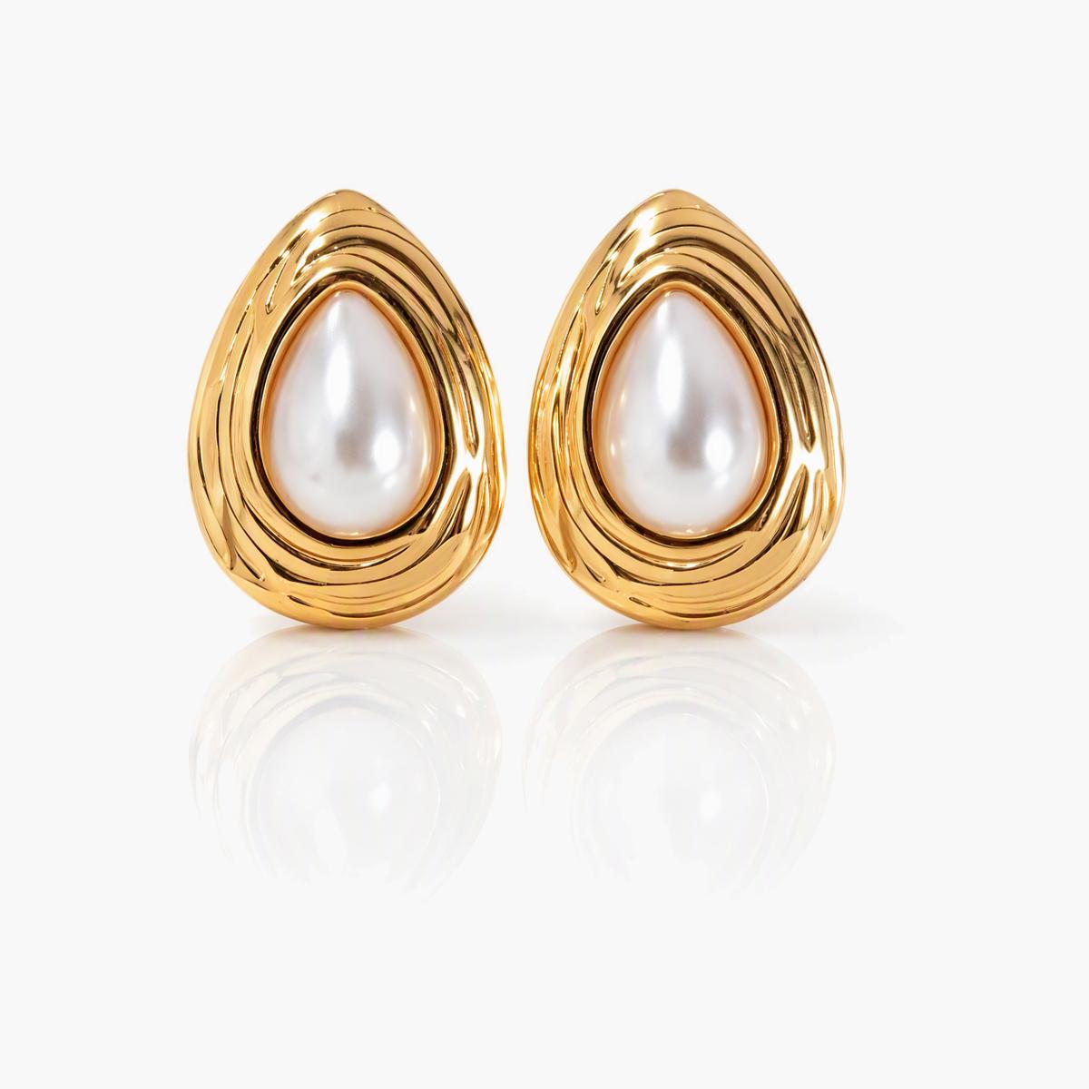 Teardrop Swirl Frame Stud Earrings