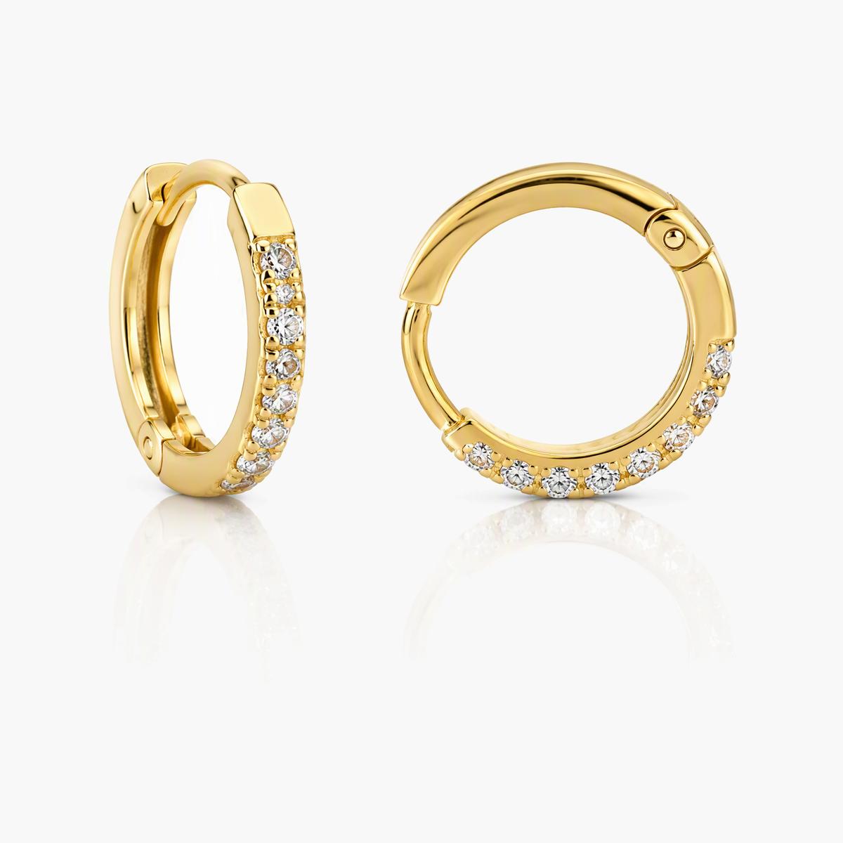 Dainty Paved Stone Huggie Earrings