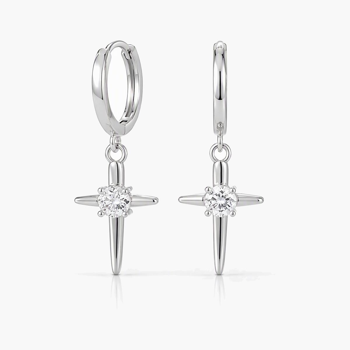 Minimalist Cross Charm Huggie Earrings