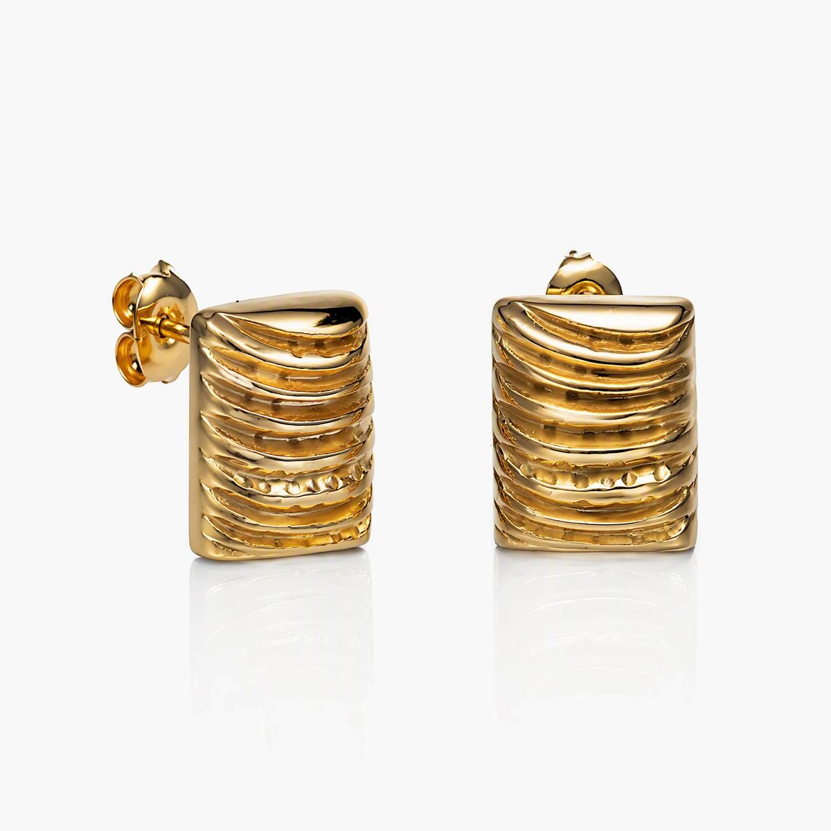Chunky Ribbed Rectangle Stud Earrings