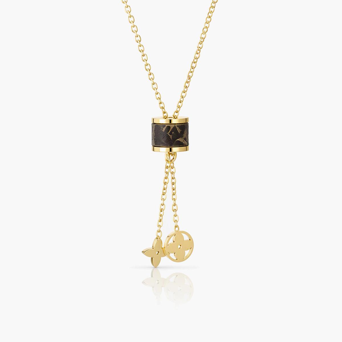 Cylinder And Four-Leaf Clover Necklace