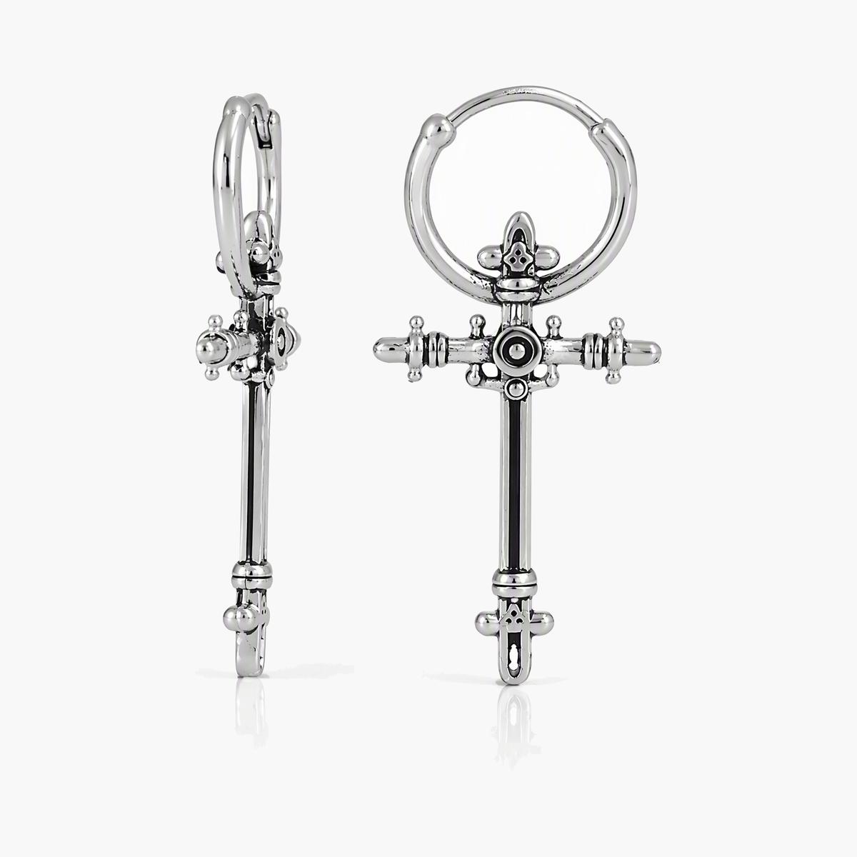 Skull Cross Dangle Hoop Earrings